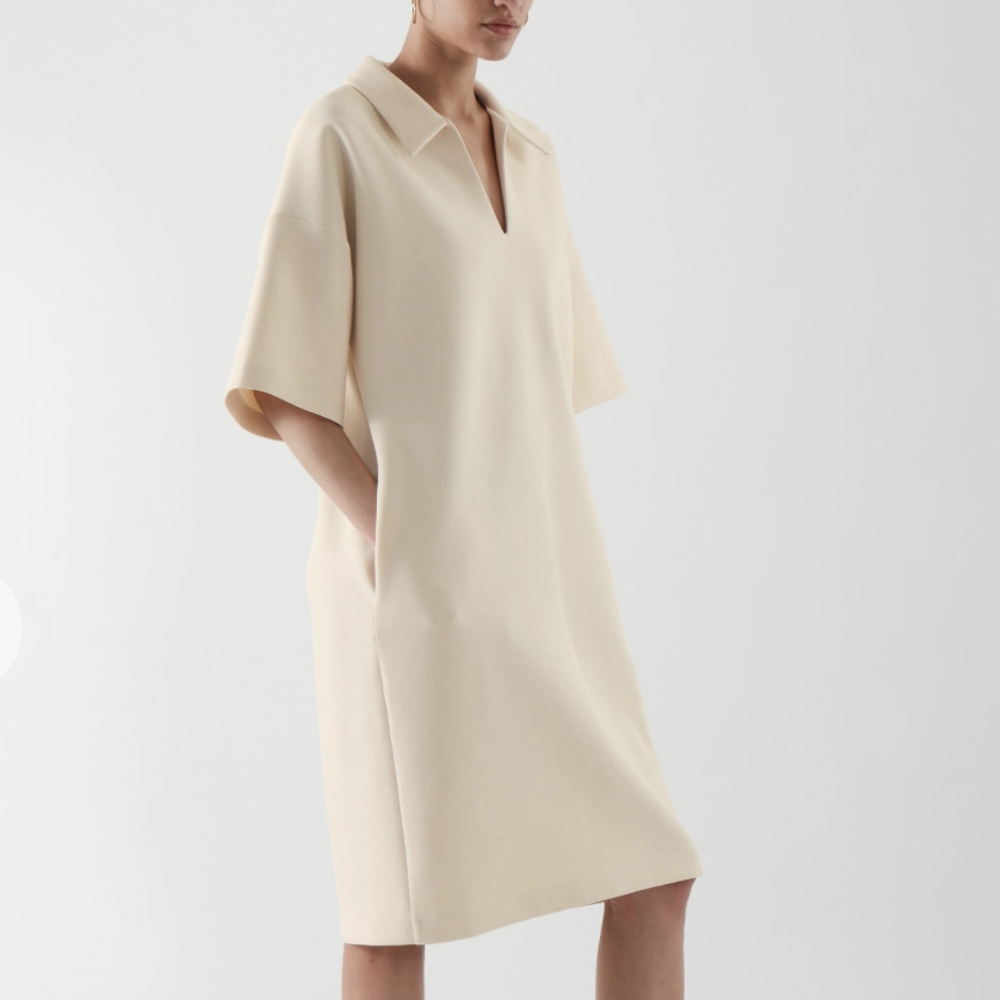 COS Cream Midi Shirt Dress - Picture 2 of 6